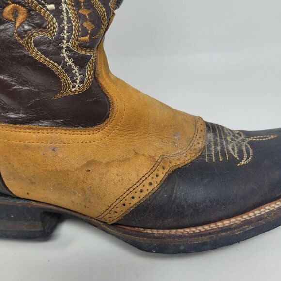 Chavez Boots MX 27 US 8 Brown Orange Leather Western Cowboy Ranch Rodeo - Picture 12 of 12